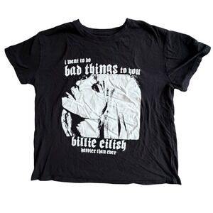 Billie Eilish Happier Than Ever Black Graphic T-Shirt XXL Cotton Bad Things Tee